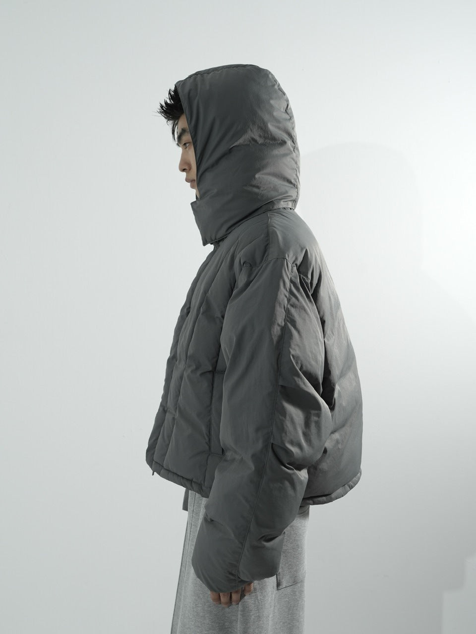 【CS】2way cropped puffer jacket (charcoal)