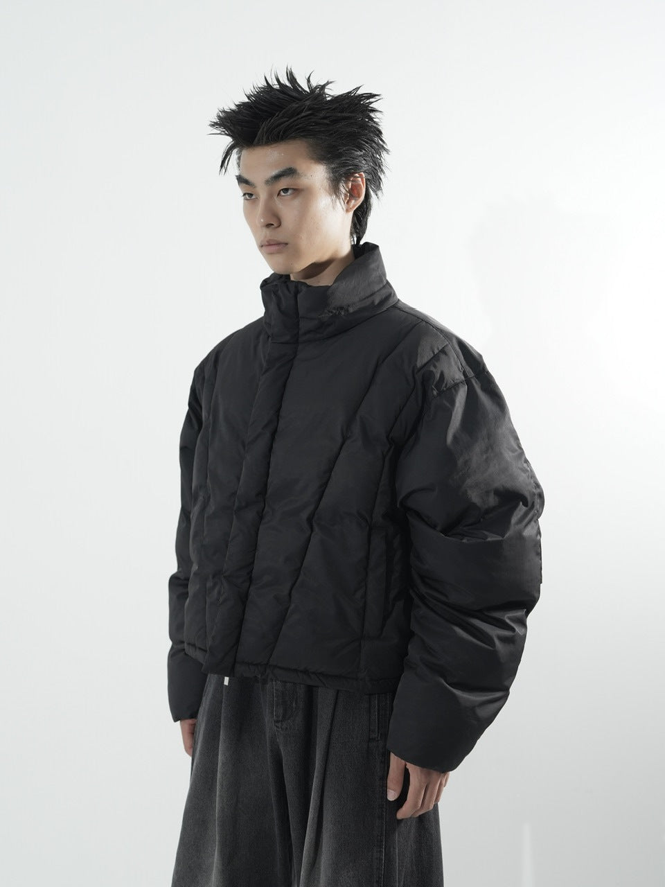 【CS】2way cropped puffer jacket (black)