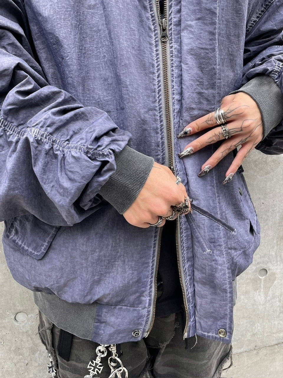 受注制【Never mind the XU】washed shirring blouson