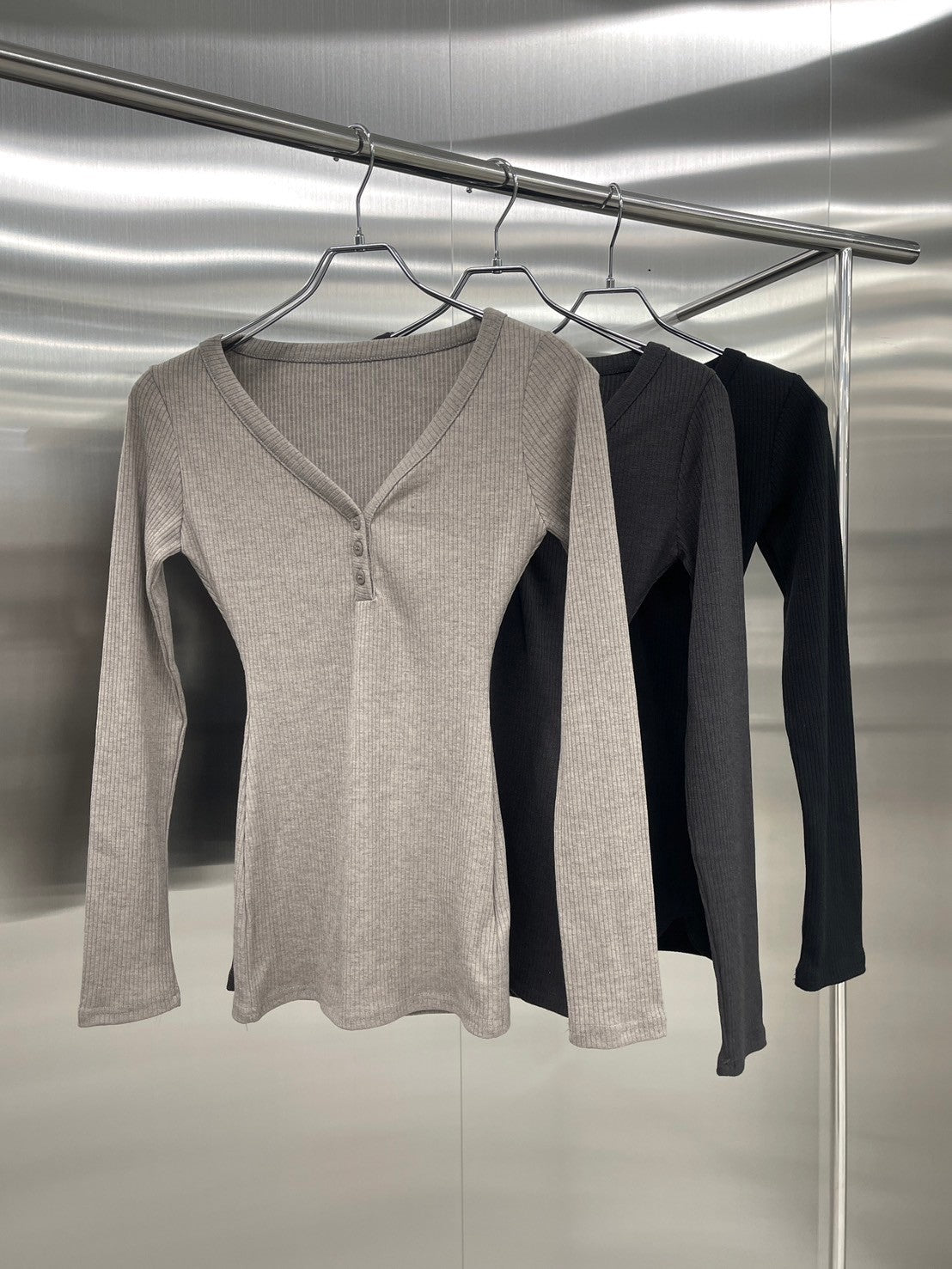受注制【nmtc +】v-neck slim long sleeve (3color)