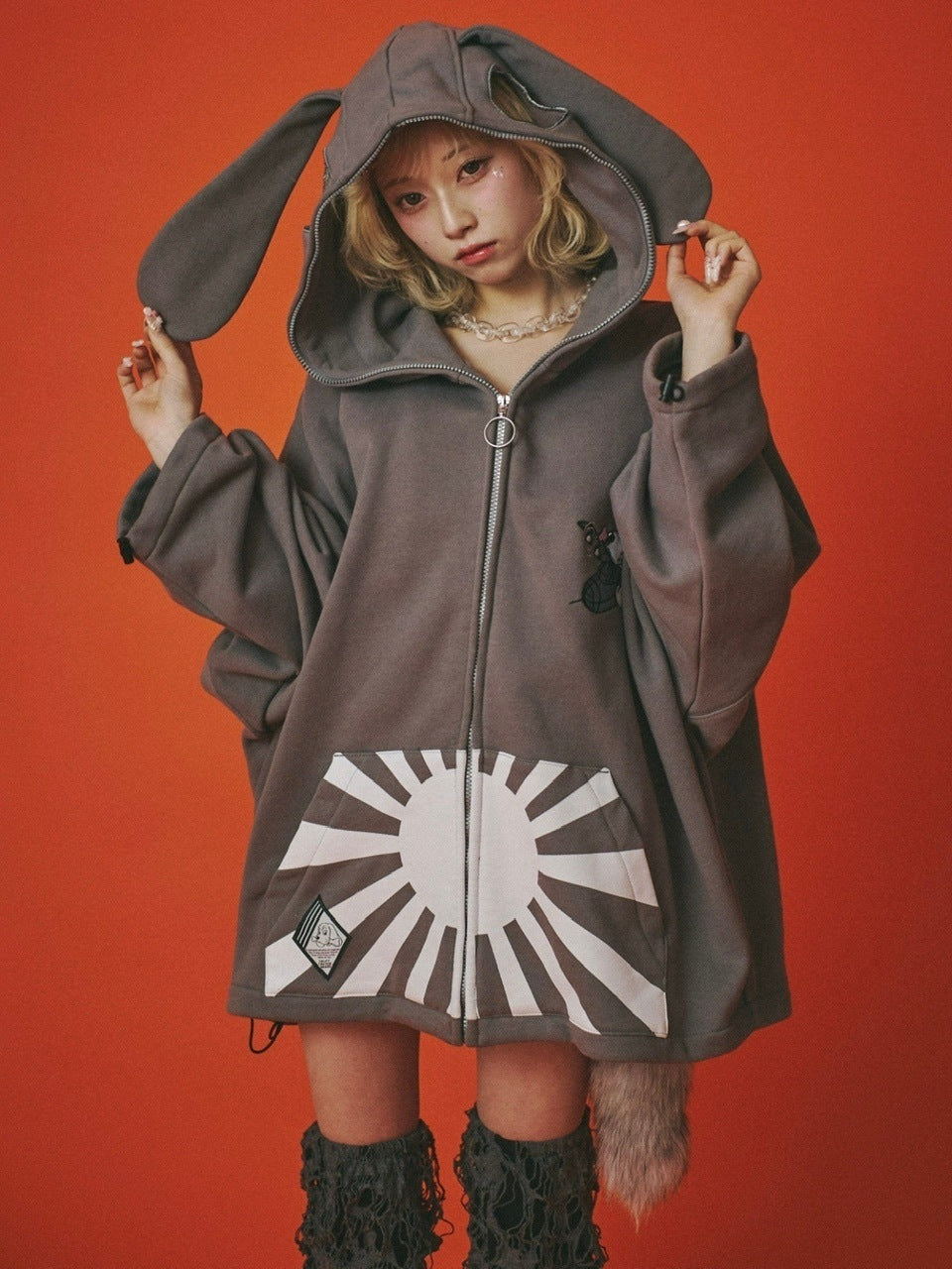 【GALFY】反戦パーカー / 【ガルフィー】ロゴ長袖耳付きパーカー