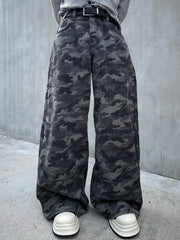【LUV CODE】camouflage denim wide pants