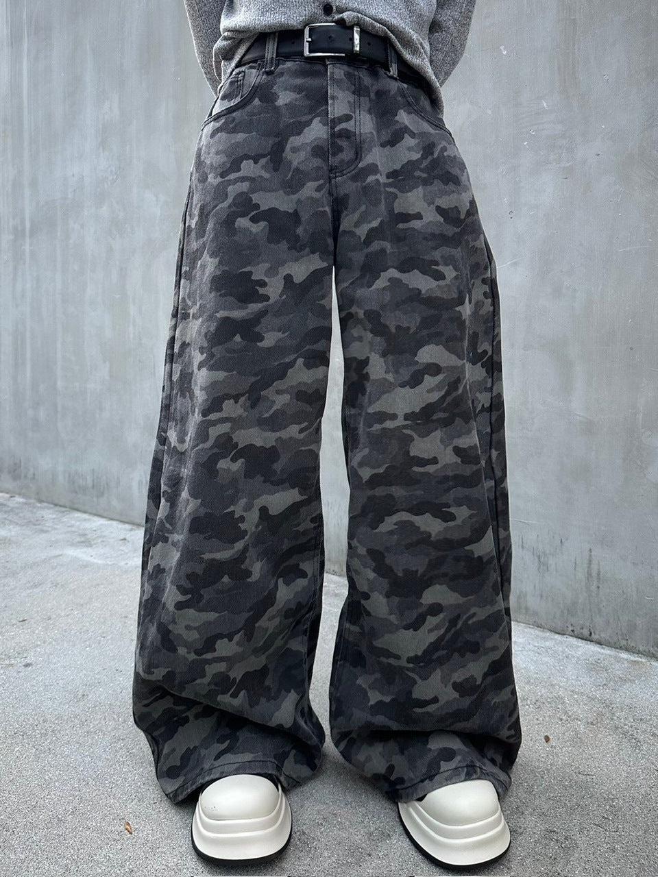 【LUV CODE】camouflage denim wide pants