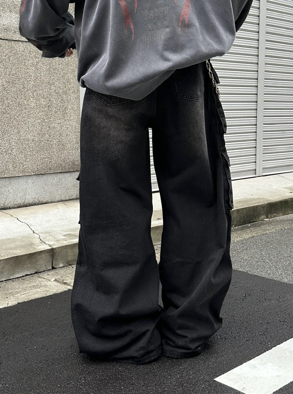 大阪店WEB限定受注制【Chikashitsu +】multi pocket cargo denim pants