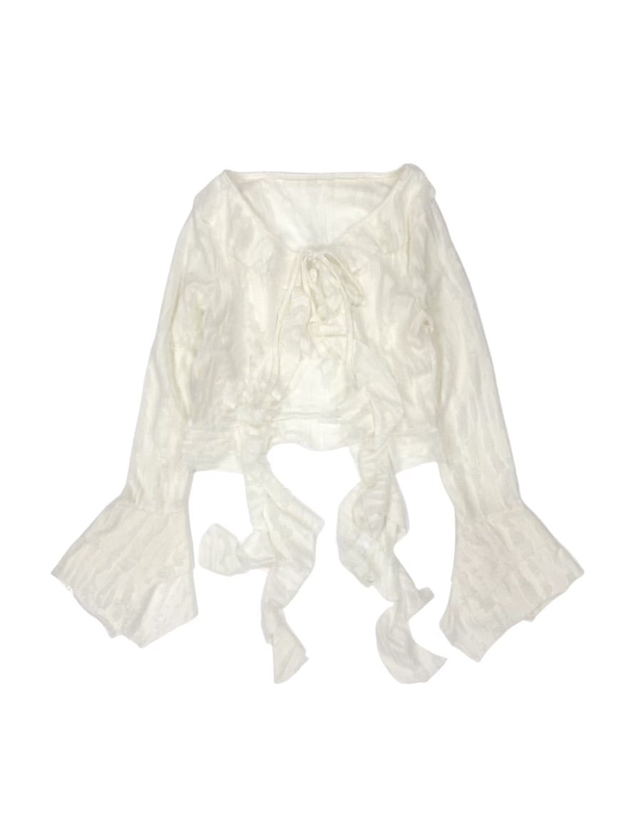 受注制【Never mind the XU】damage frill cardigan (2color)