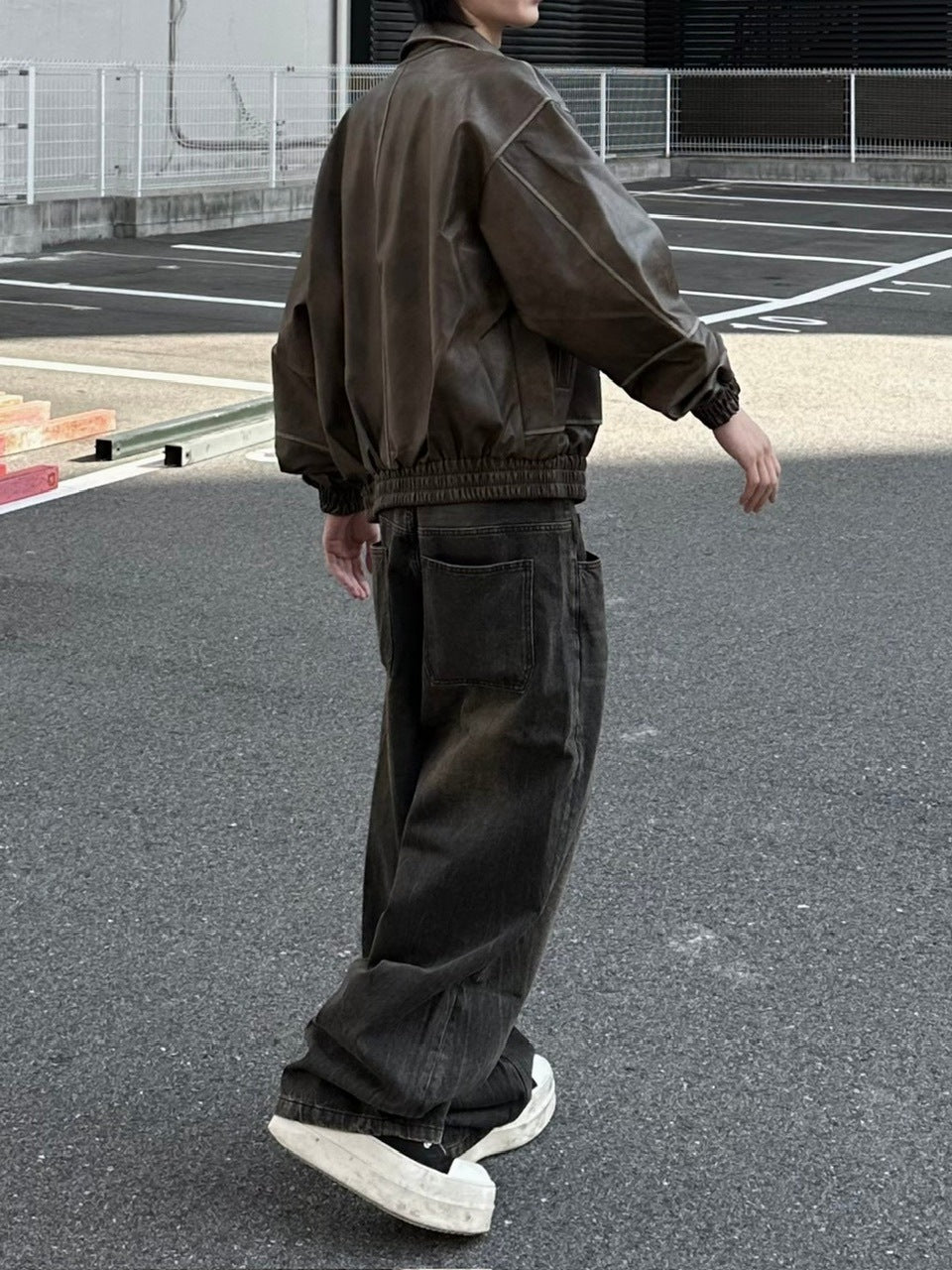 大阪店WEB限定受注制【Chikashitsu +】vintage wash wide denim pants (brown)