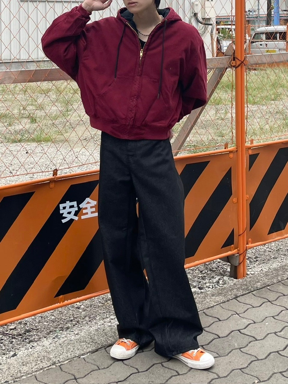 受注制【Chikashitsu +】cropped hooded work blouson (2color) / 【チカシツプラス】クロップドフードジップアップパーカーワーク長袖ブルゾン