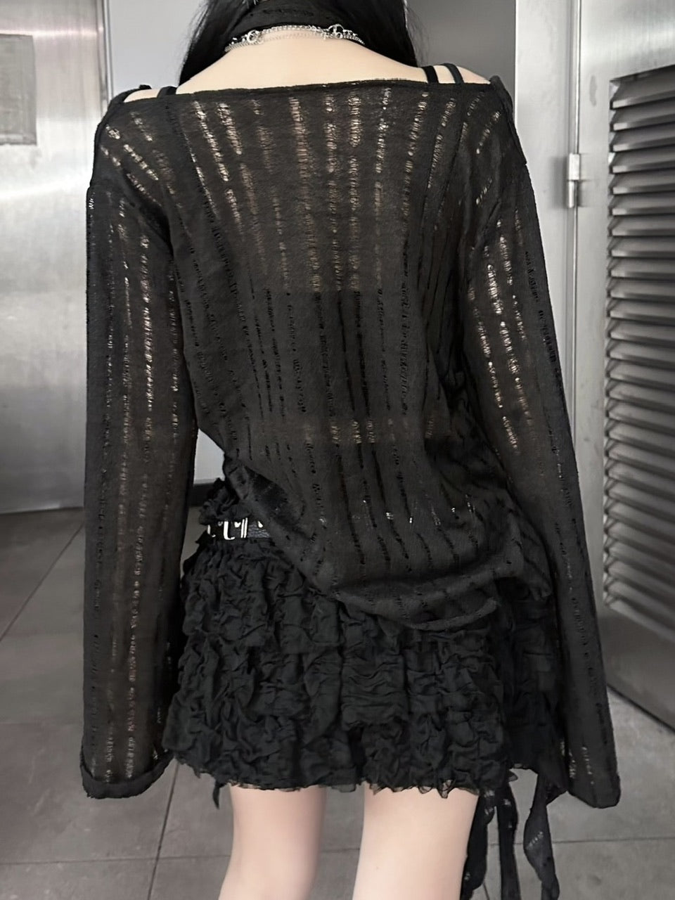 受注制【Never mind the XU】asymmetry drape tops (2color)