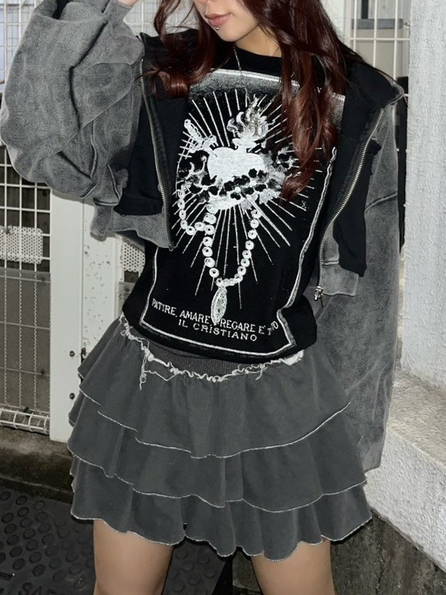 受注制【Never mind the XU】damage frill mini skirt (2color)