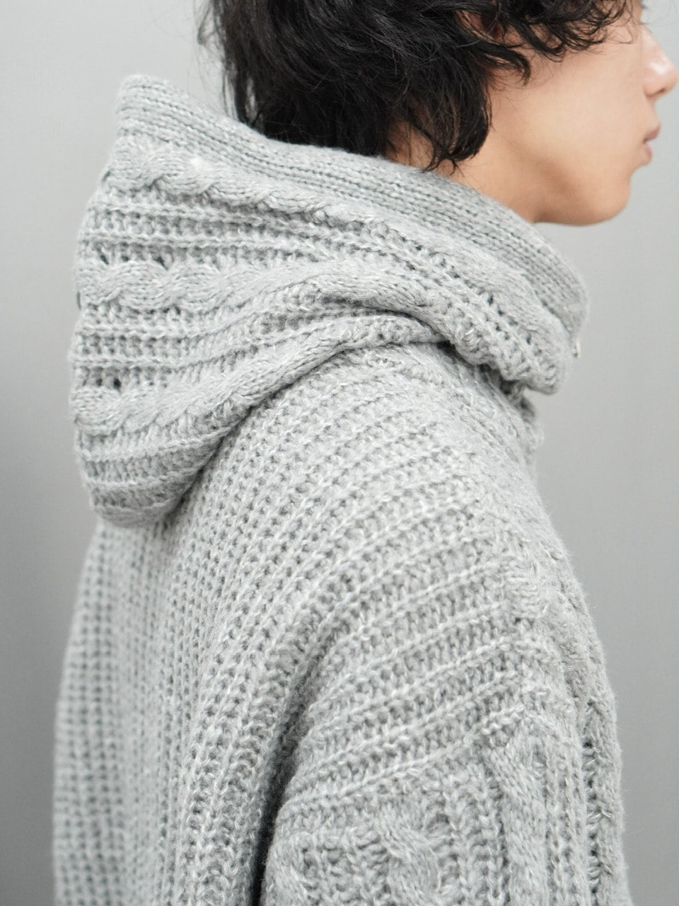 東京店WEB限定受注制【Chikashitsu +】balaclava half zip knit hoodie (3color)