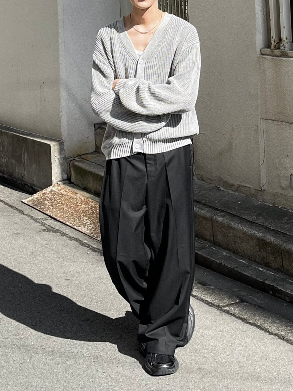 【Chikashitsu +】dirty wash cotton cardigan (3color) / 【チカシツプラス】ダーティウォッシングコットンクロップカーディガン