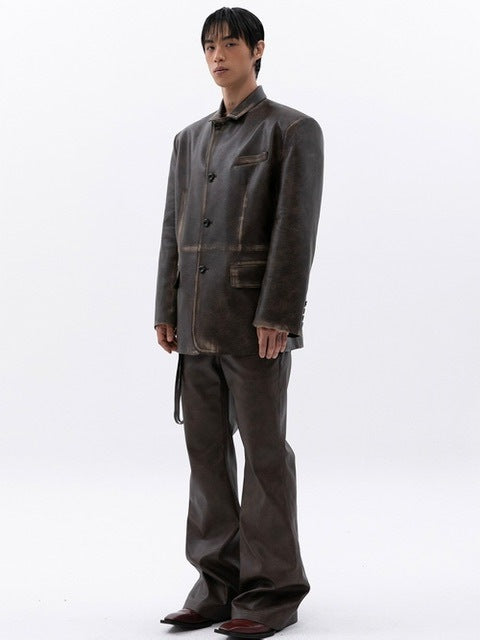 【ESC STUDIO】washing leather 4 buttons blazer