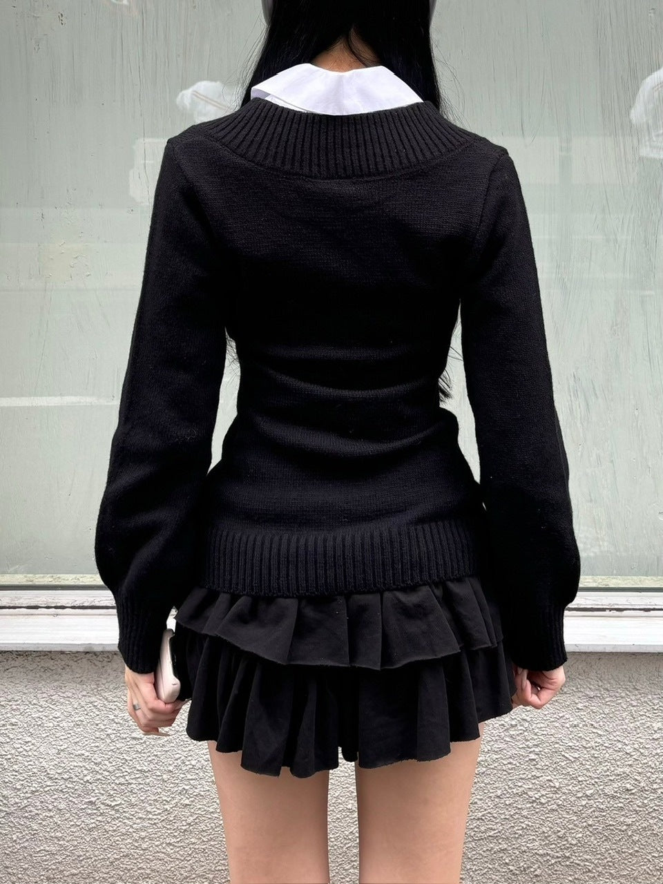 受注制【oaks】vneck offshoulder knit (3color)