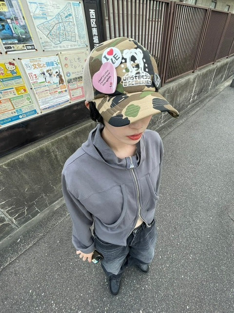 受注制【oaks】design double zip up hoodie (2color)