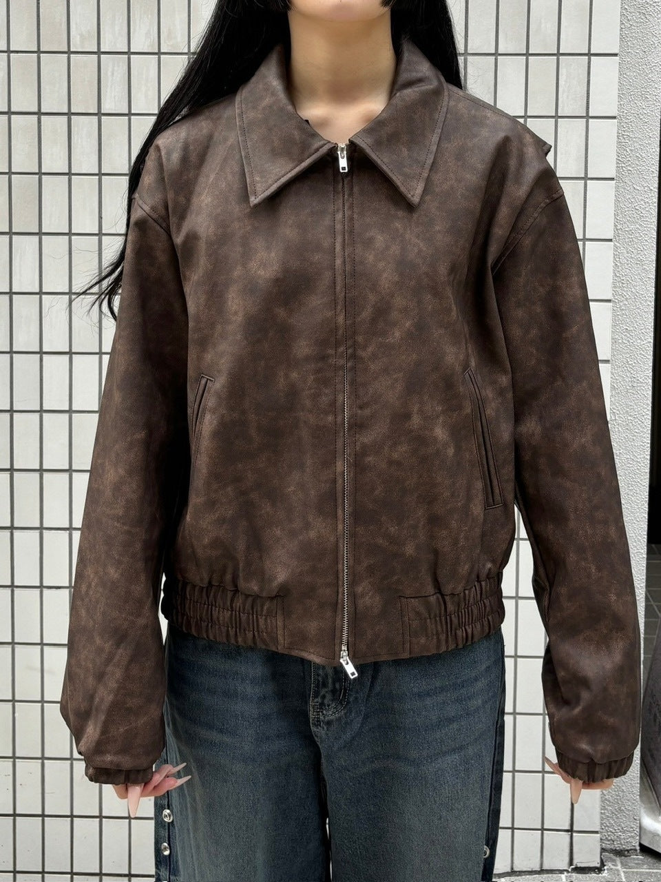 受注制【oaks】fake leather jacket (2color) / 【オークス】フェイクレザージャケット