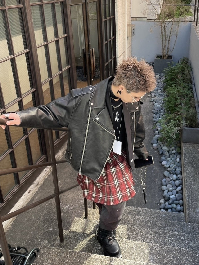 受注制【Never mind the XU】washed leather jacket