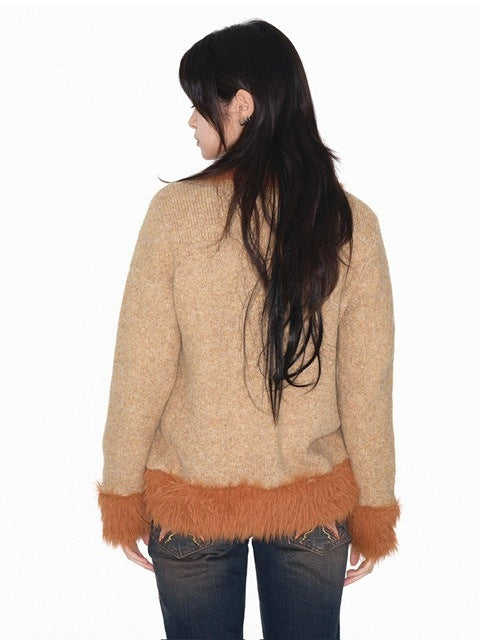 【YOUTHBATH】Fur collar cardigan
