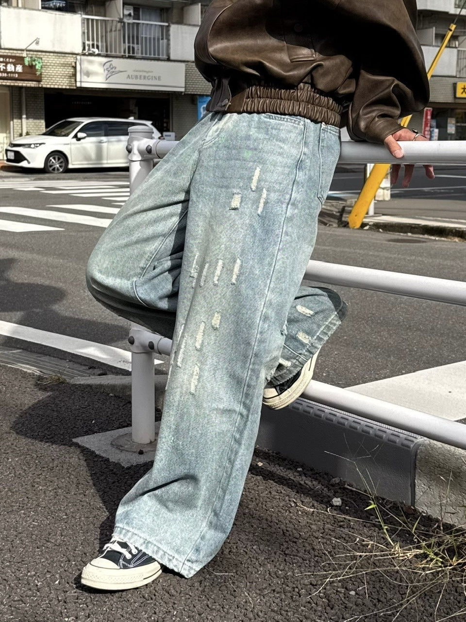 国際配送【RENOL】damage denim wide pants