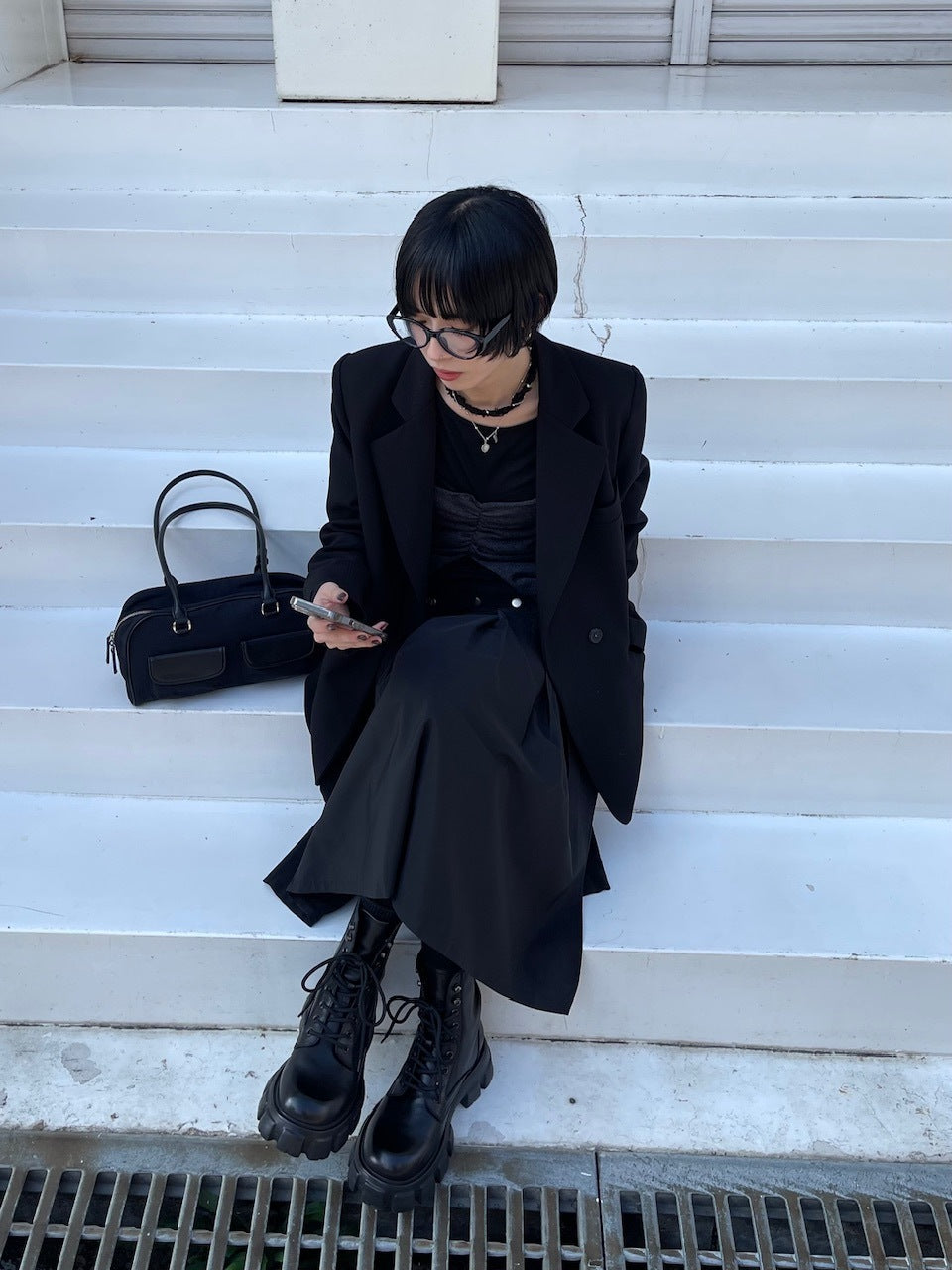 受注制【oaks】studs design pleats midi skirt