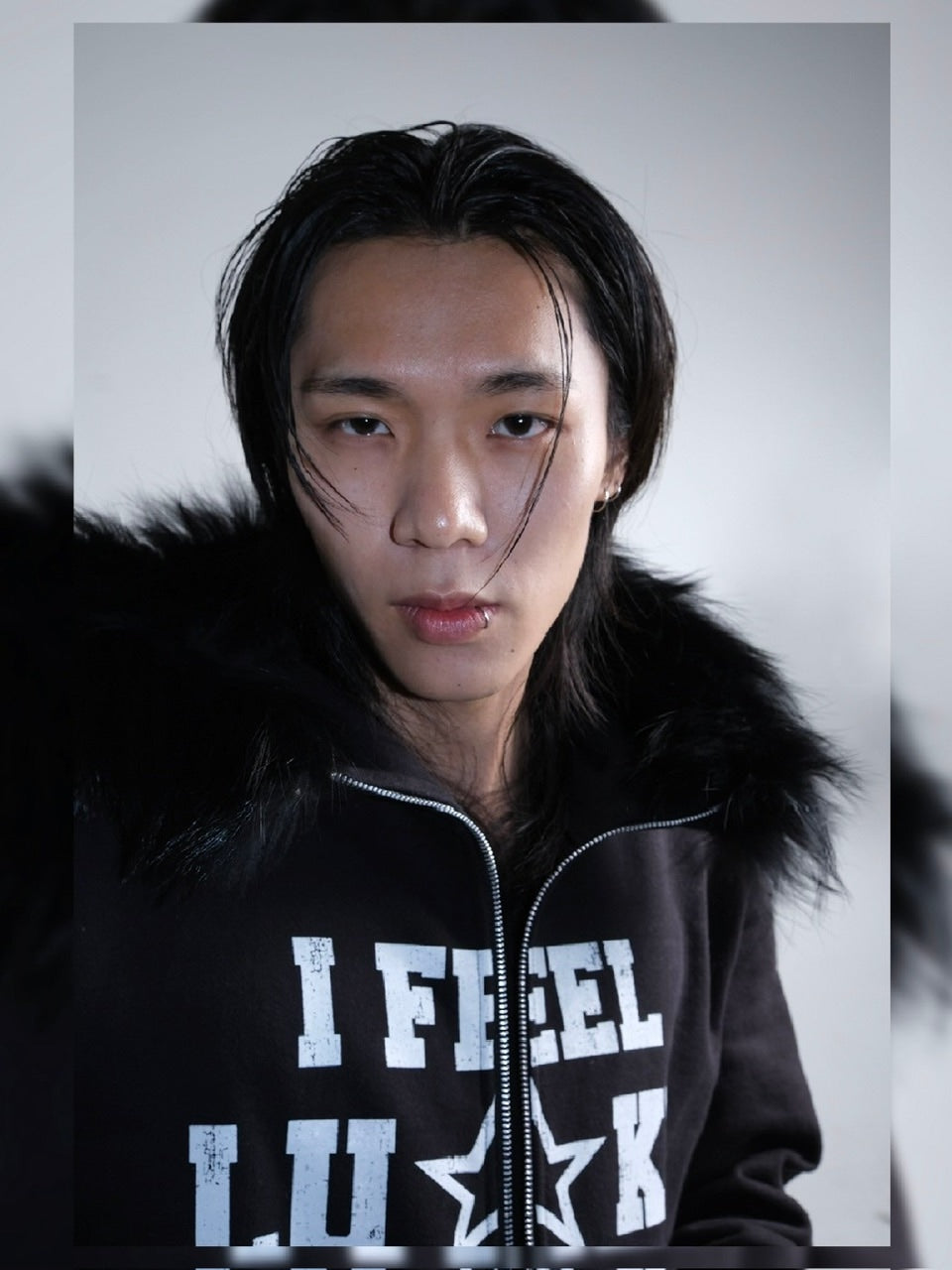 【IFEELLUCKY】Lucky fur hood zip up / 【アイフィールラッキー】ラッキーファーフードジップアップパーカー