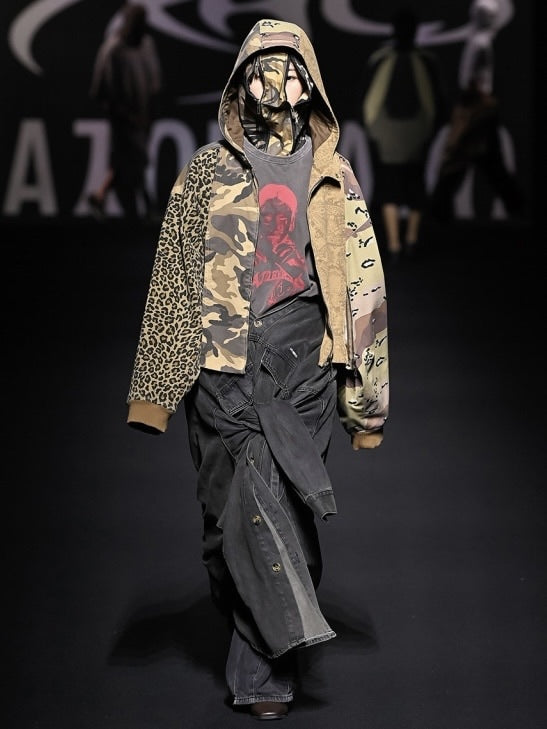 【AJOBYAJO】Camouflage Zip-Up Hooded Jacket