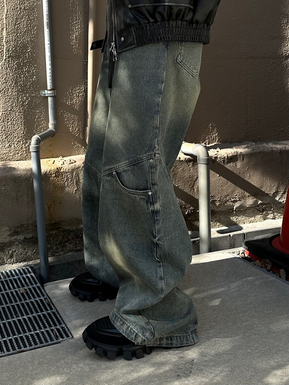 大阪店WEB限定【Chikashitsu +】double pocket wide denim pants (2color)