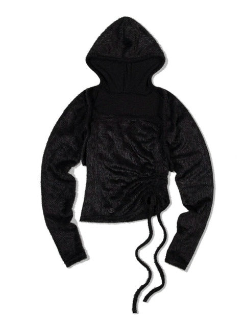 【Uglyshadow】ANGORA HOODIE TANK TOP / 【アグリーシャドウ】アンゴラフードタンクトップ長袖カーディガン