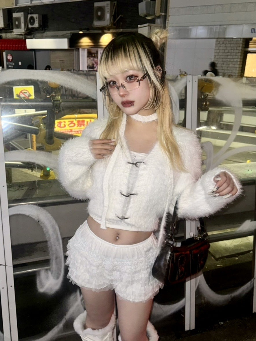 受注制【Never mind the XU】tie set knit cardigan (3color) / 【ネバーマインドザエックスユー】ネクタイセットニット長袖カーディガン