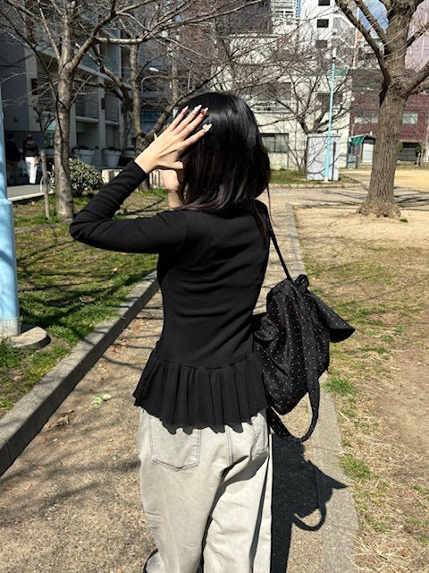 受注制【oaks】frill high neck long sleeve (2color)