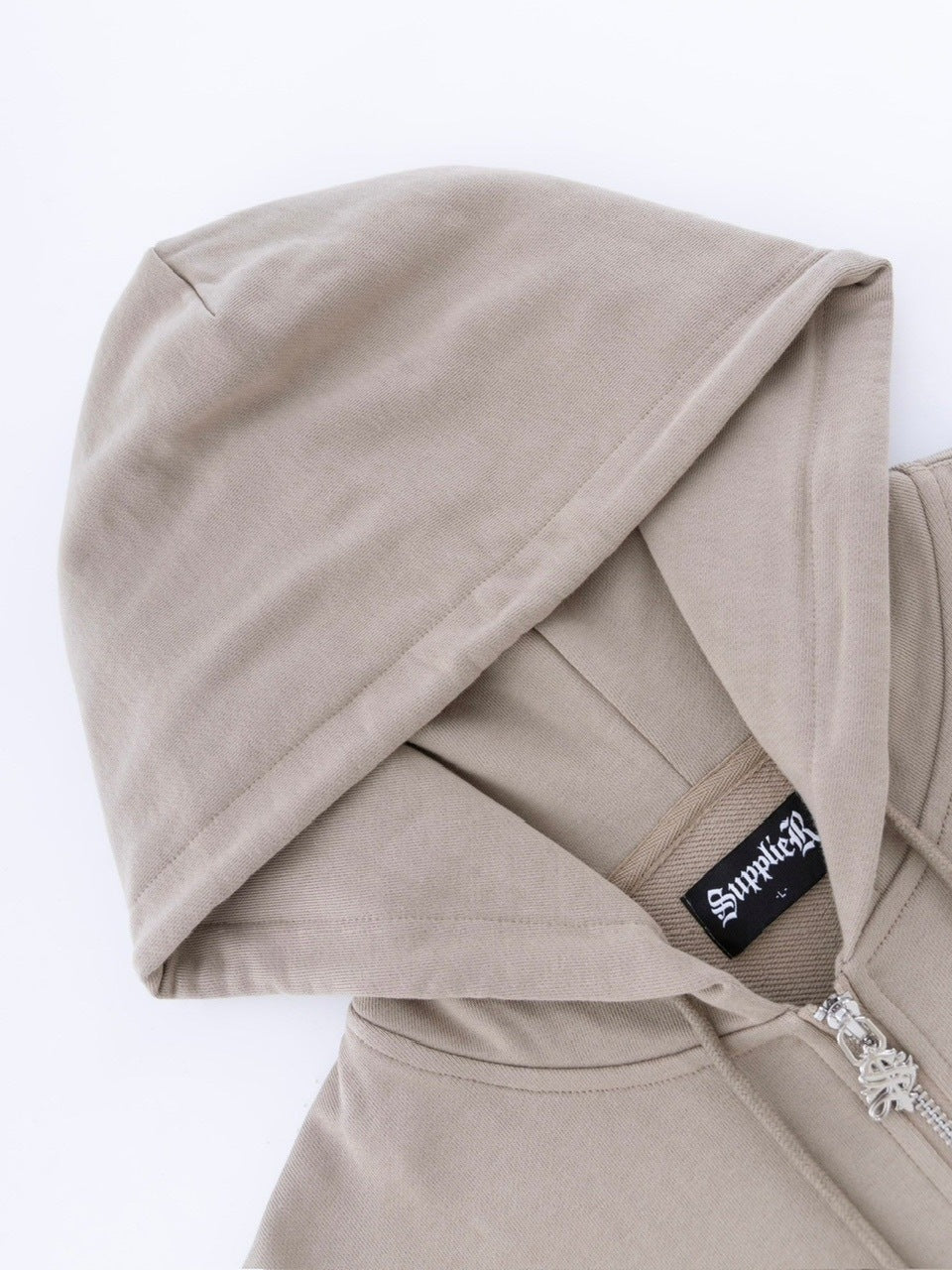 【SUPPLIER】2-Tone Rhinestone Cross Zip Hoodie