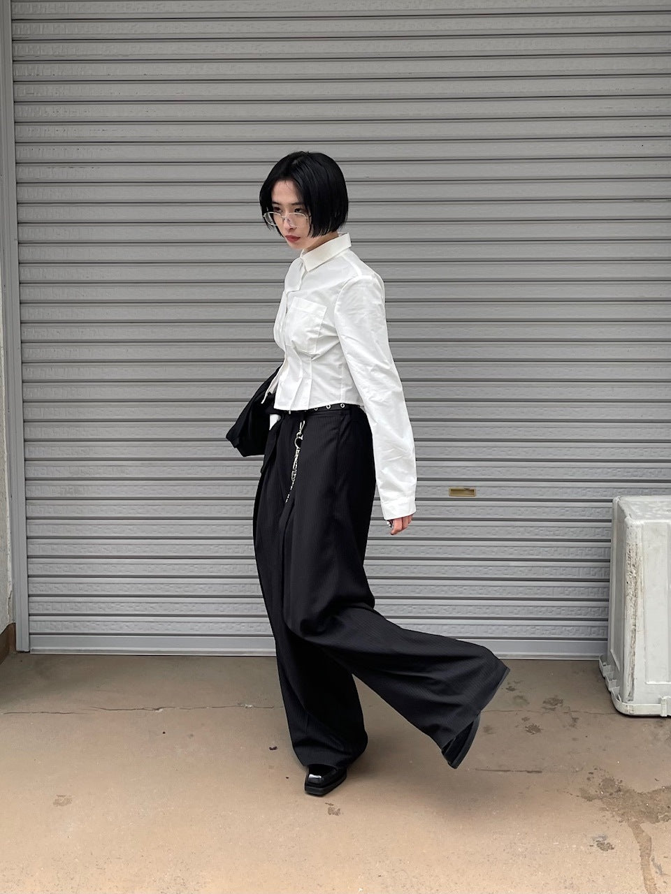 受注制【oaks】cropped pintuck pocket shirt (3color)