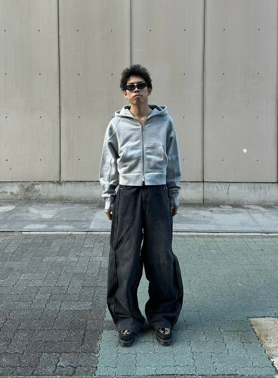 受注制【Chikashitsu +】wide curve denim pants