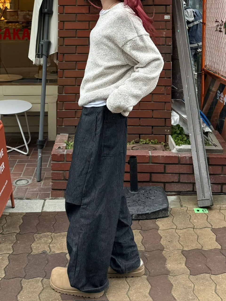 受注制【Chikashitsu +】loose fit round knit (4color)