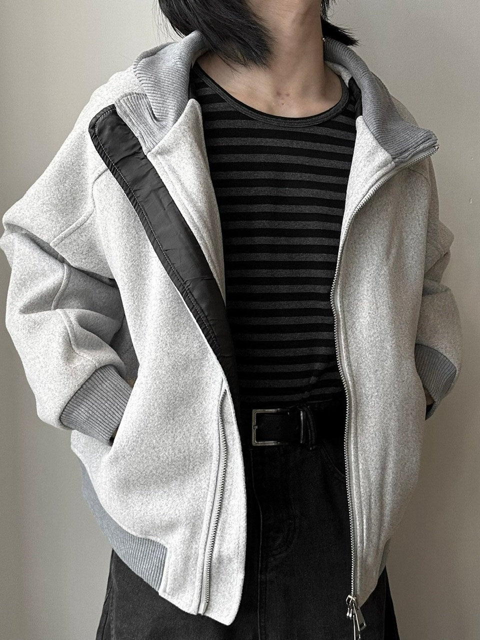国際配送【LUV CODE】high neck zip up sweat jacket (2color