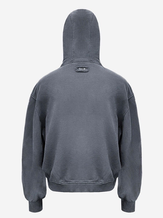 【BLR BLUER】Dyed Circle Logo Over-fit Hoodie Zip-up