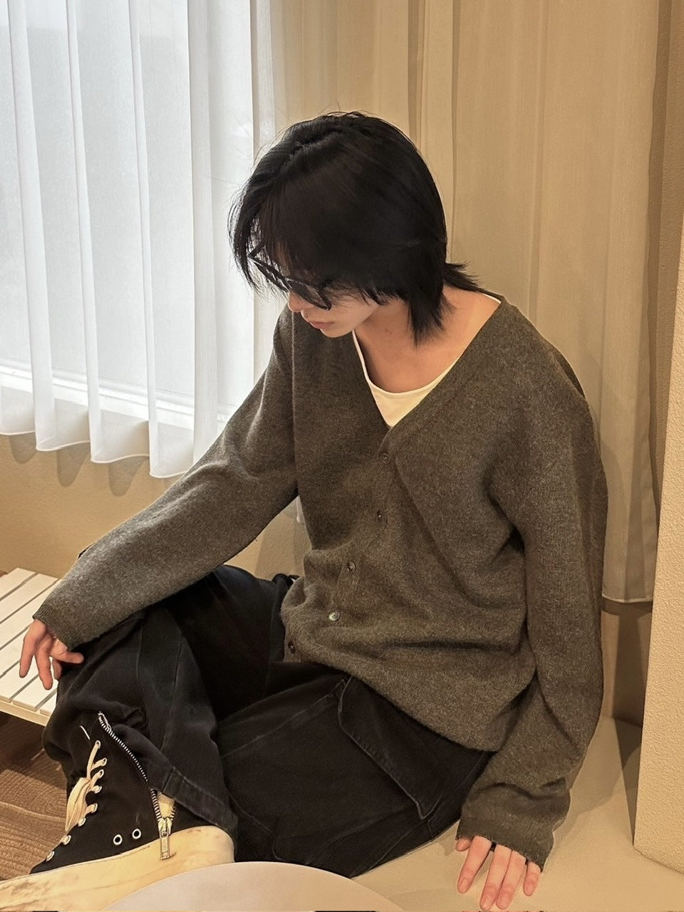 【LUV CODE】simple knit cardigan (4color)