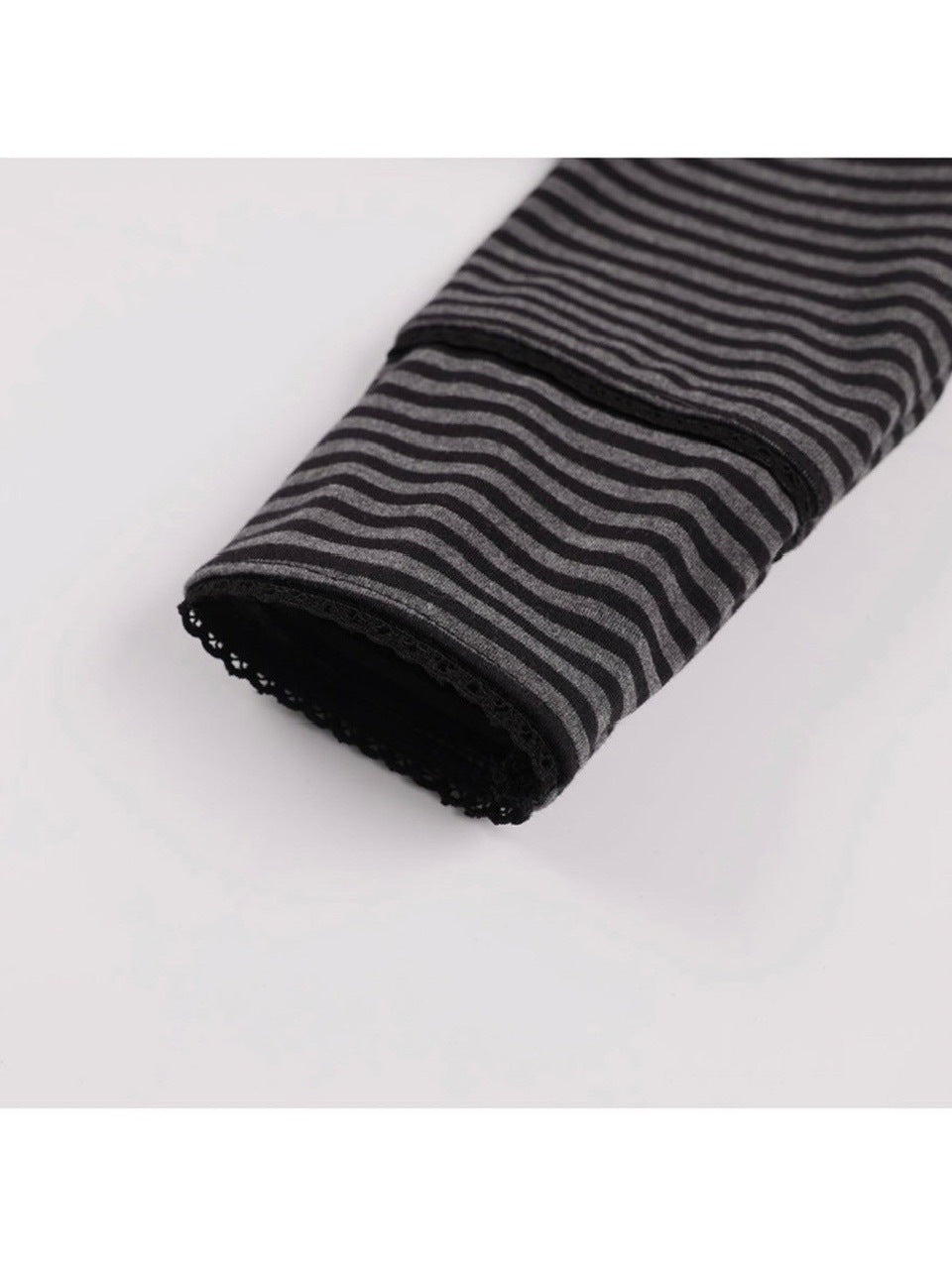 【FANCY CLUB】LACE STRIPE BASIC CARDIGAN