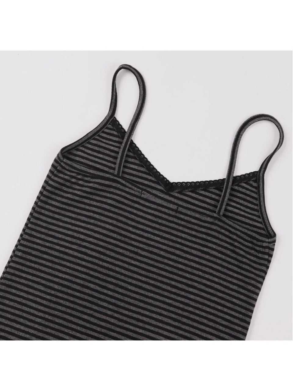 【FANCY CLUB】LACE STRIPE BASIC SLEEVELESS