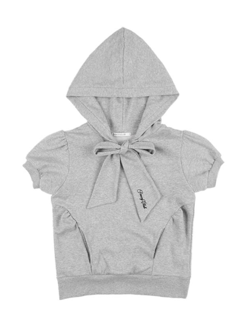 【FANCY CLUB】PUFF ROUND SCARF HOODIE / 【ファンシークラブ】パフスリーブラウンドネックスカーフショートパーカー