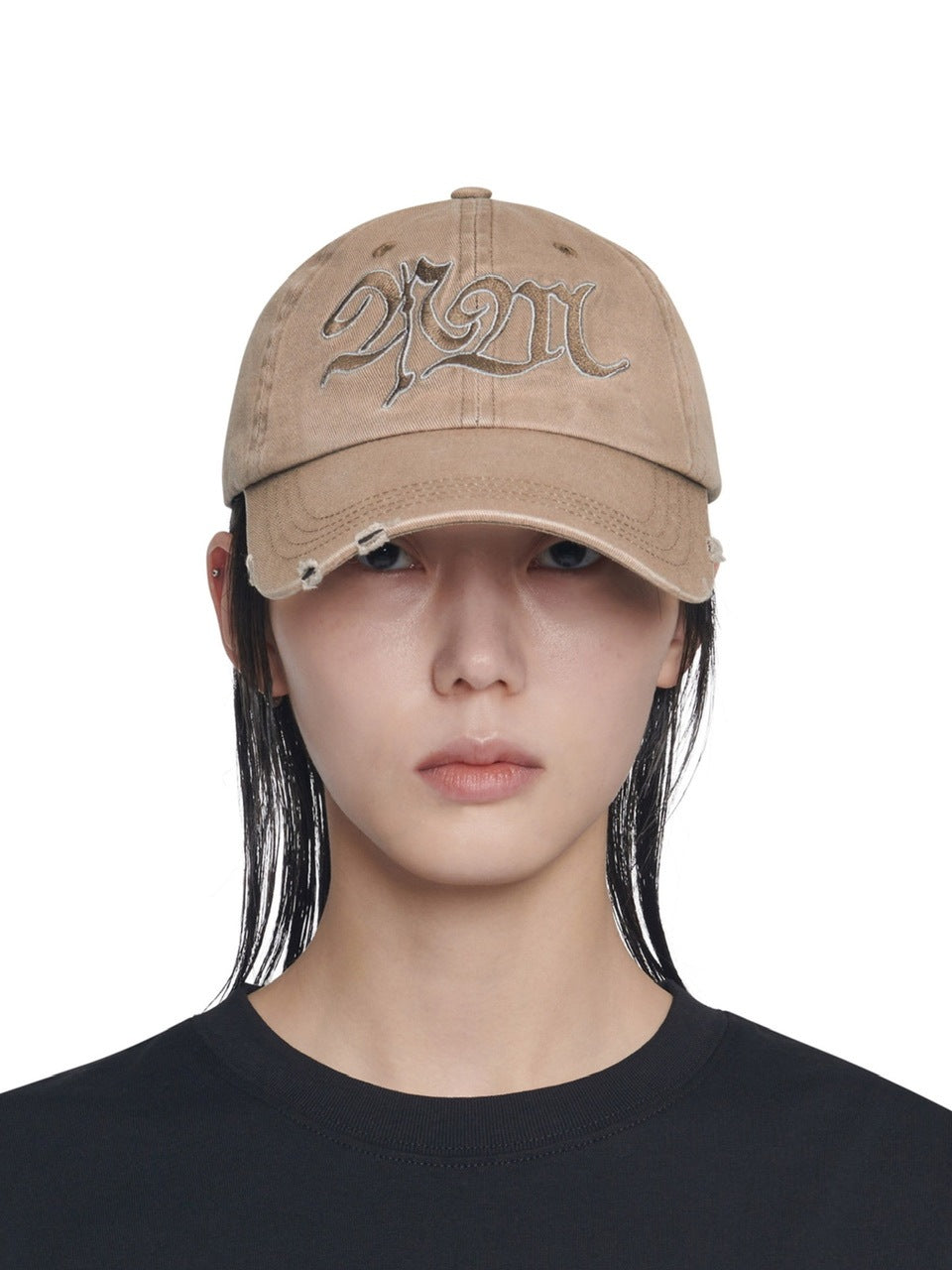 【NOMANUAL】BLEACHED NM LOGO BALL CAP