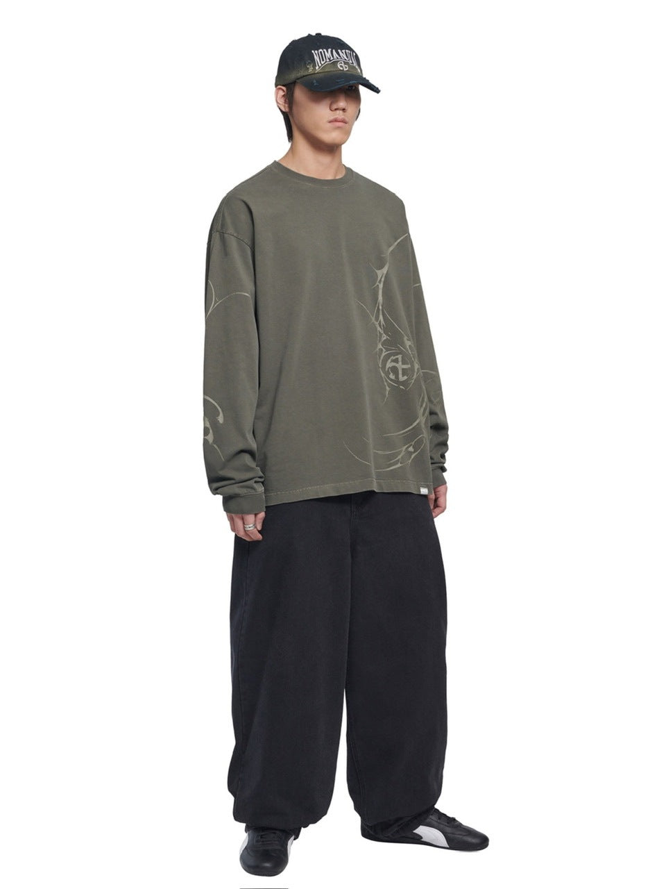 【NOMANUAL】M.P GRAPHIC LONG SLEEVE TEE / 【ノーマニュアル】グラフィックプリント長袖Tシャツ