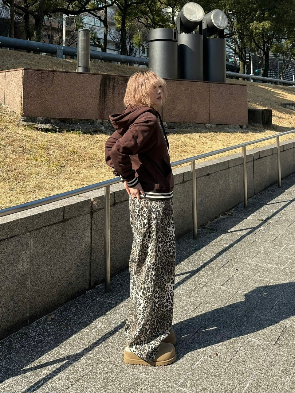 受注制【Chikashitsu +】leopard wide cotton pants (2color) / 【チカシツプラス】レオパードコットンワイドパンツデニムパンツ