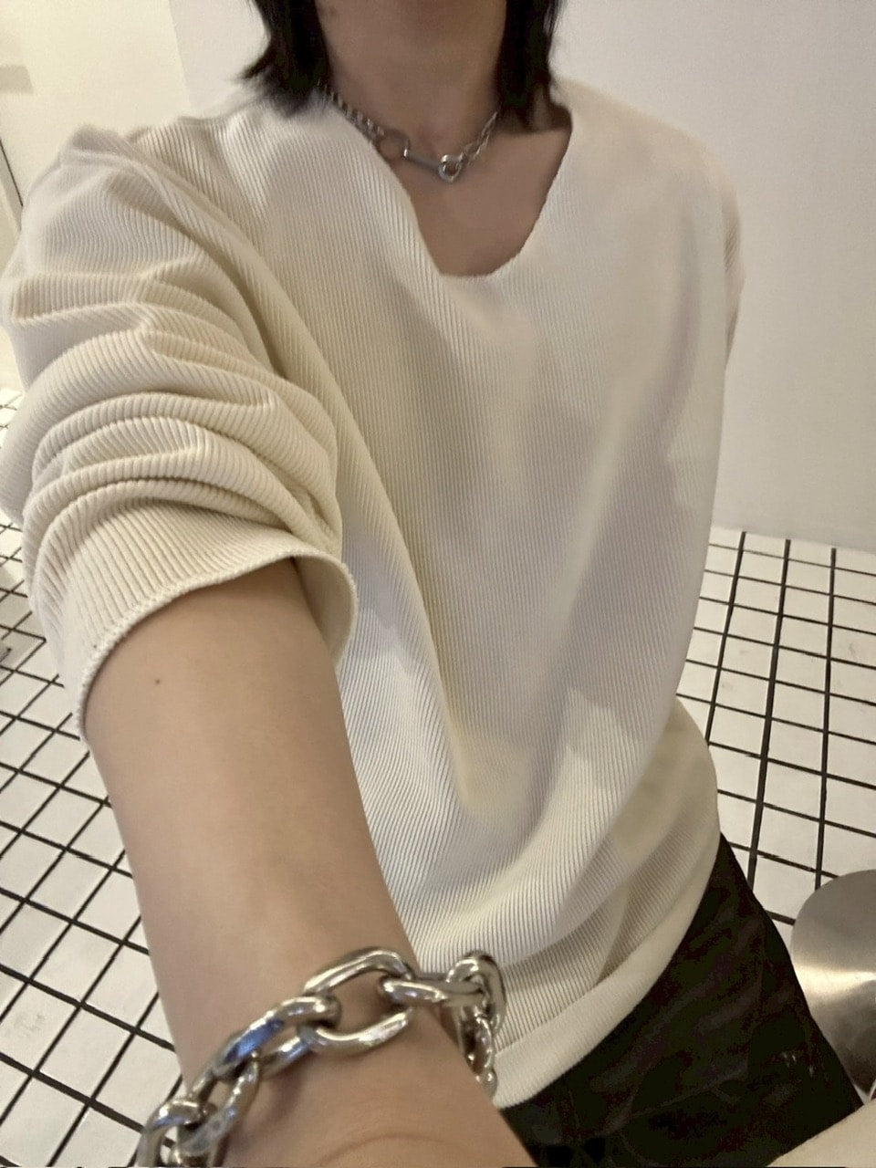 【LUV CODE】v neck rib knit (3color)