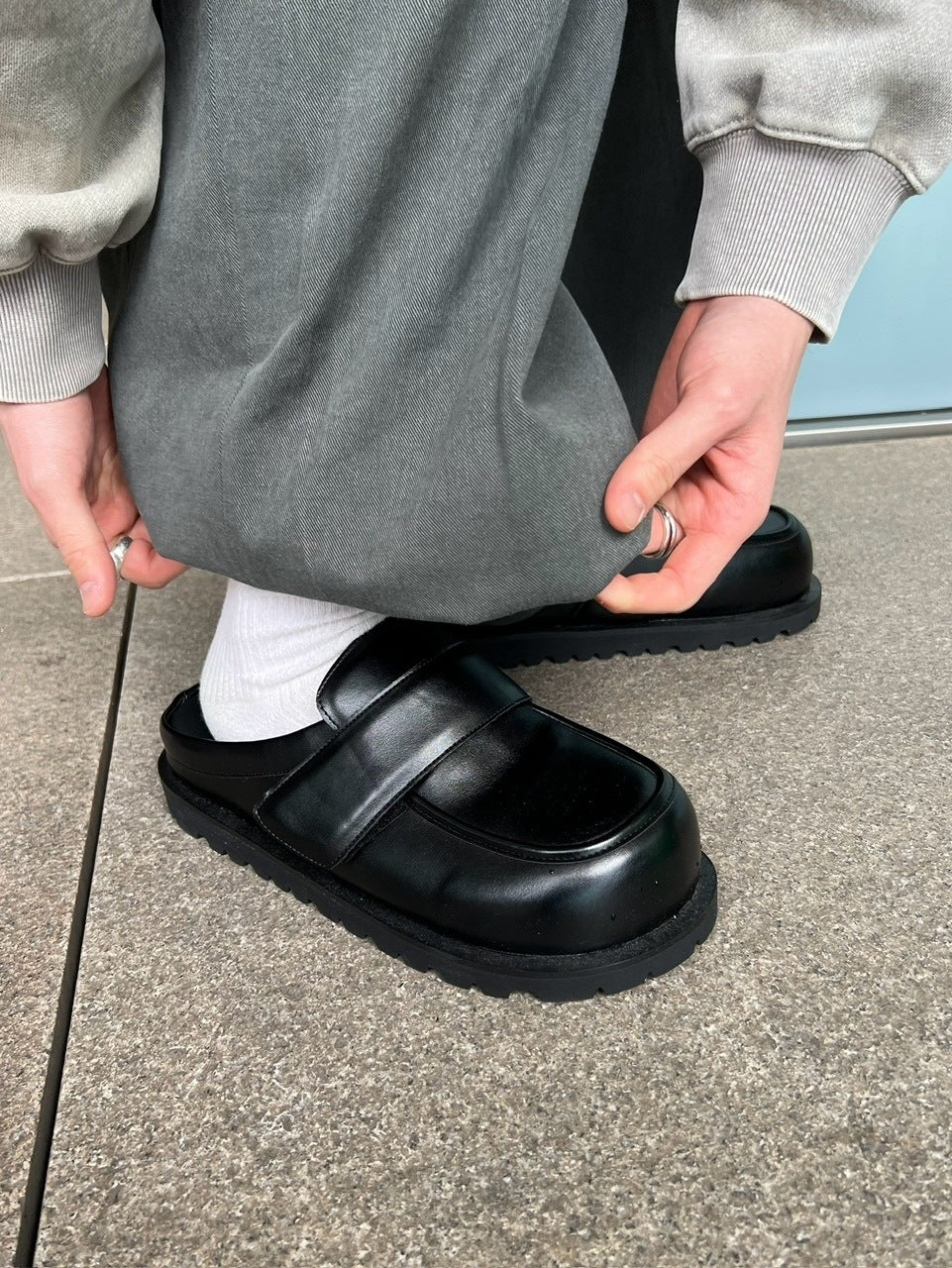 【Chikashitsu +】volume toe loafer like mule