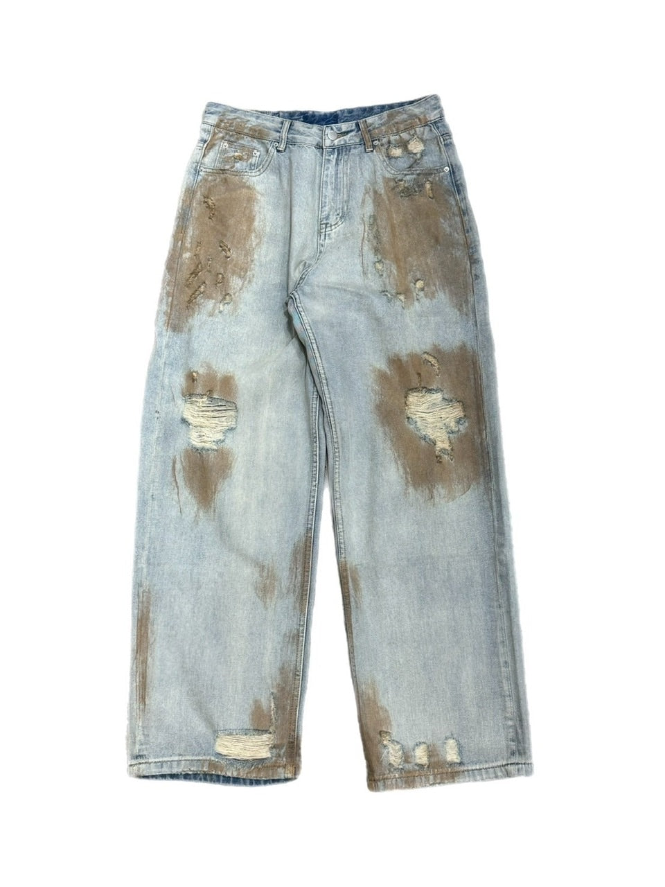 受注制【Chikashitsu +】bloody wash damage denim pants / 【チカシツプラス】ウォッシングダメージデニムパンツ
