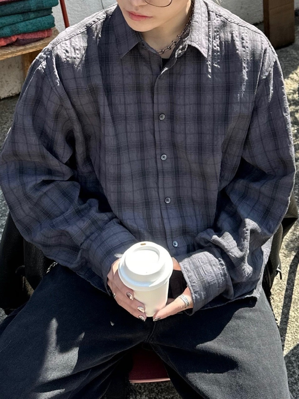 大阪店WEB限定【Chikashitsu +】cropped check shirt (2color)