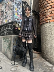 受注制【Never mind the XU】leopard frill mini skirt (2color)