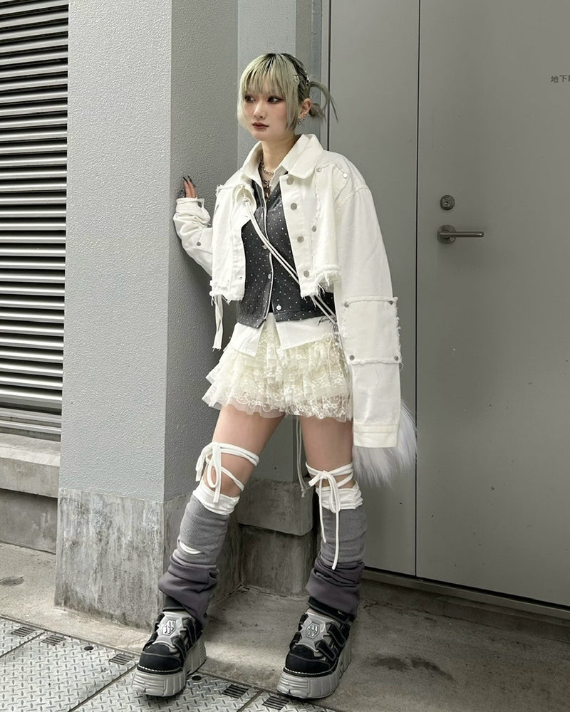 受注制【Never mind the XU】cancan lace mini skirt (2color)