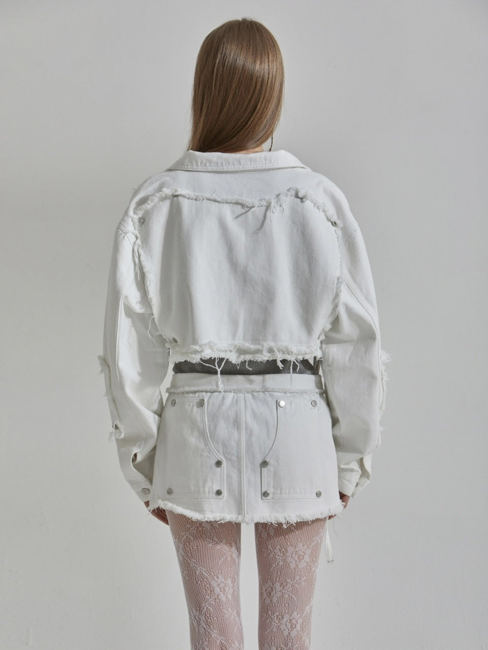 【GATELESS】FRINGE CROPPED DENIM JACKET