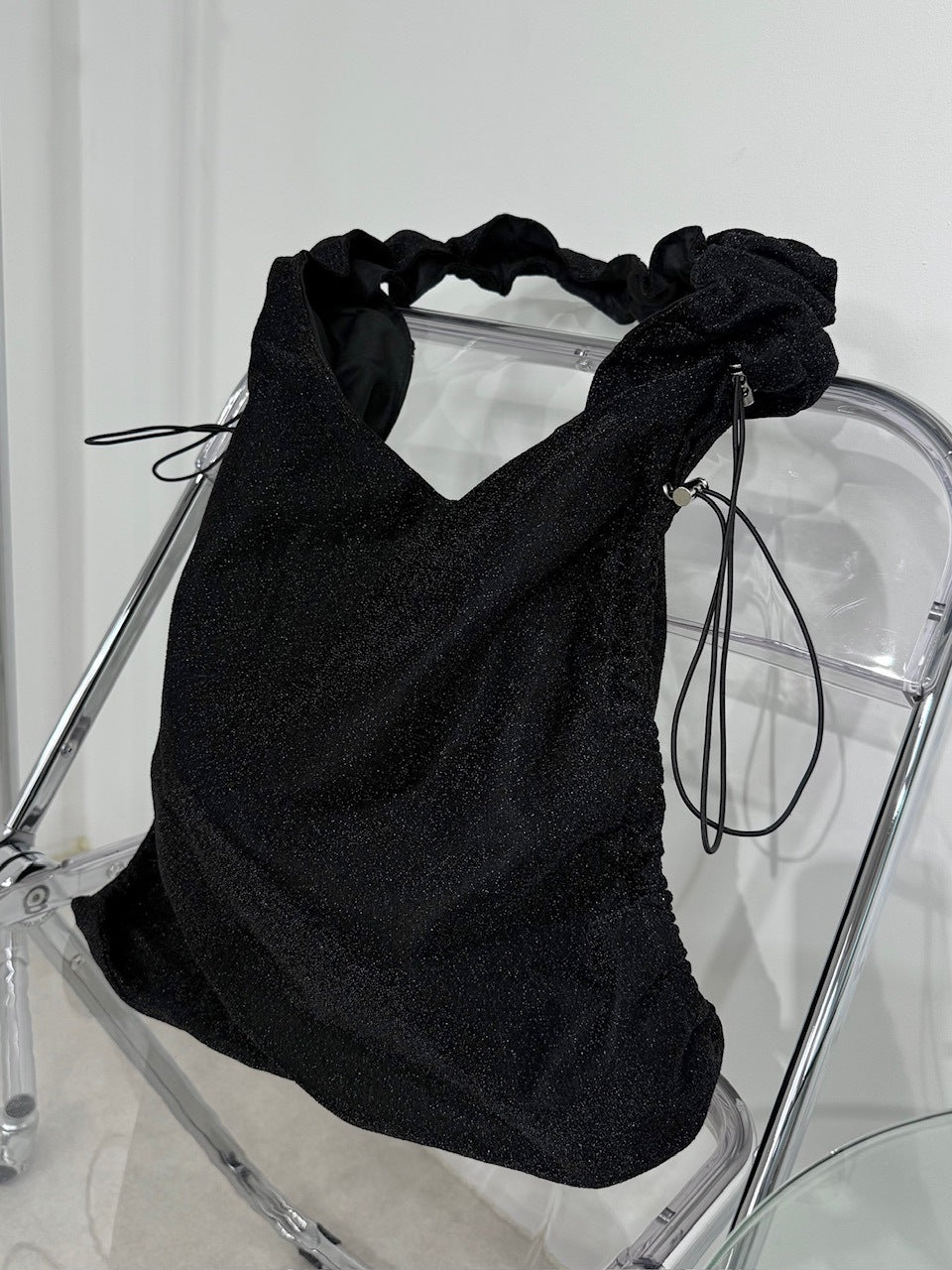 国際配送【Nerd out XU】Shiny drawcode tote bag (2color) / 【ナードアウトエックスユー】シャイニードローコードトートバッグ